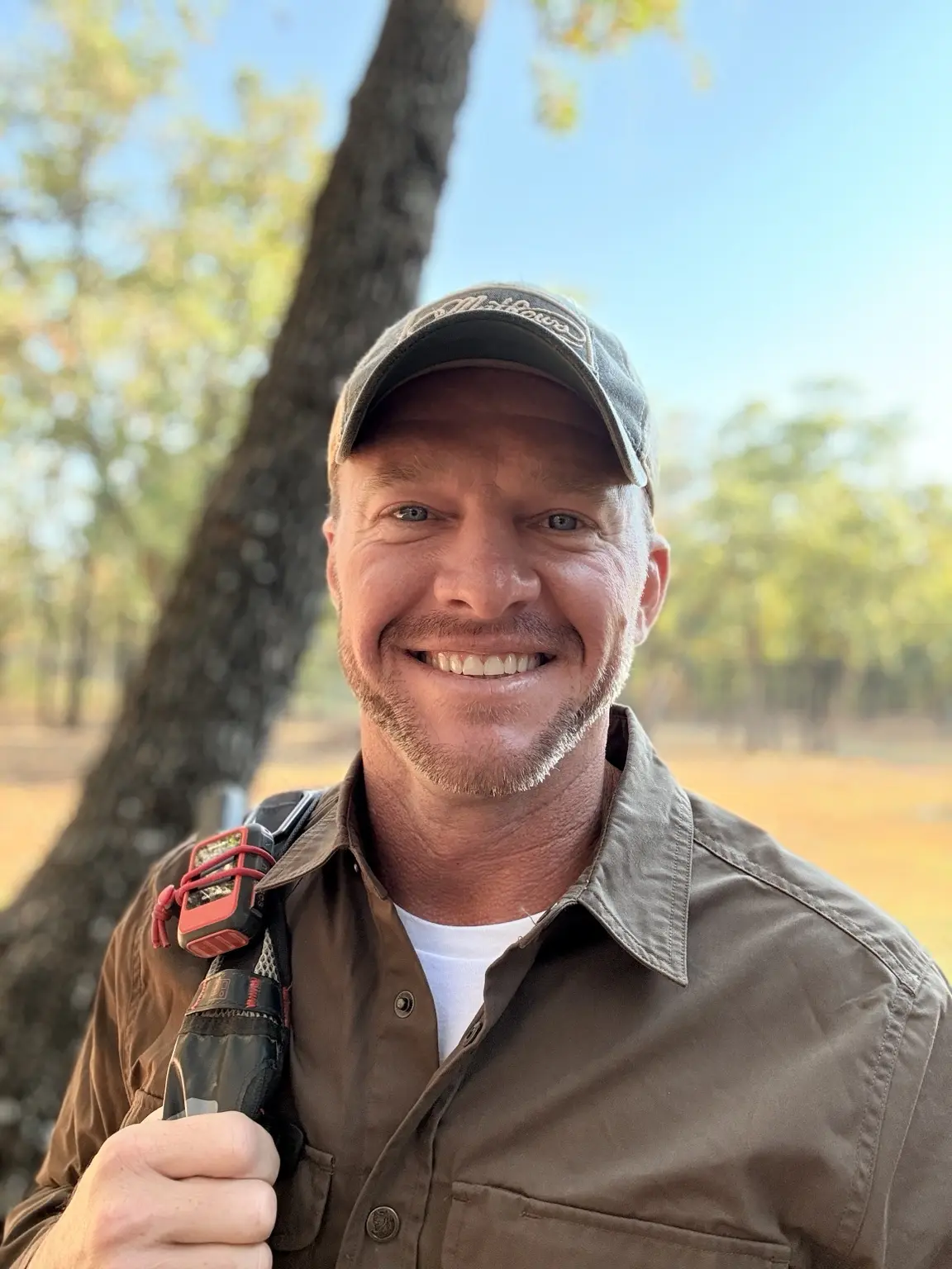 Derik Keith with metal-detecting recovery equipment in Oklahoma