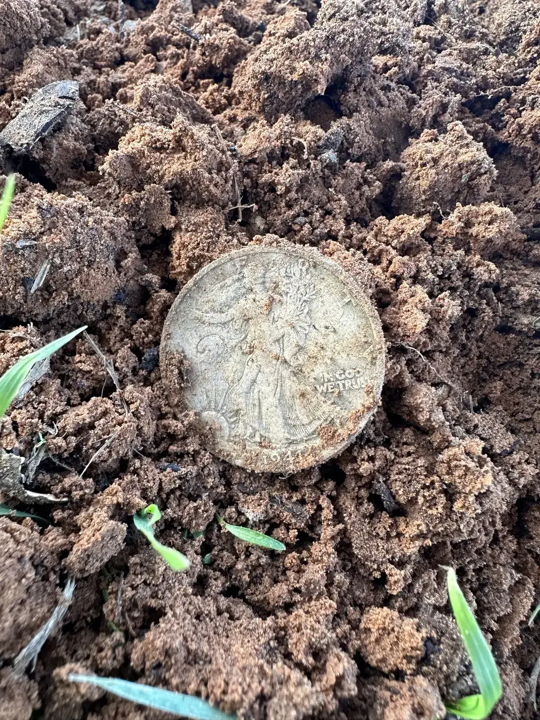 Silver coin recovered in Grady County, Oklahoma